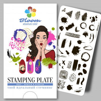 Bloom Пластина для стемпинга 037 Брызги и кляксы