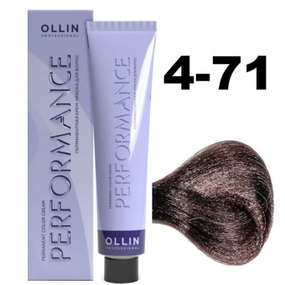 Ollin PERFORMANCE Перманентная крем-краска для волос 4/71 шатен коричнево-пепельный 60мл