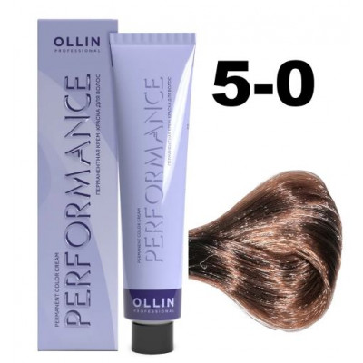 Ollin PERFORMANCE Перманентная крем-краска для волос 5/0 светлый шатен 60мл