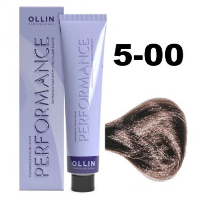 Ollin PERFORMANCE Перманентная крем-краска для волос 5/00 светлый шатен глубокий 60мл