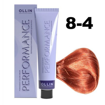 Ollin PERFORMANCE Перманентная крем-краска для волос 8/4 светло-русый медный 60мл