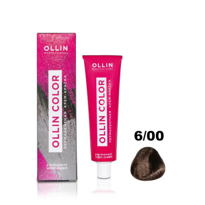 Ollin COLOR Перманентная крем-краска для волос 6/00 темно-русый глубокий 60мл