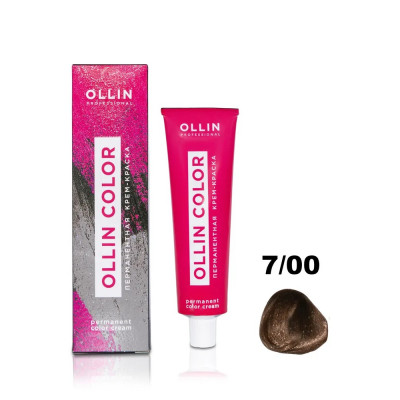 Ollin COLOR Перманентная крем-краска для волос 7/00 русый глубокий 60мл