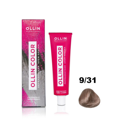 Ollin COLOR Перманентная крем-краска для волос 9/31 блондин золотисто-пепельный 60мл