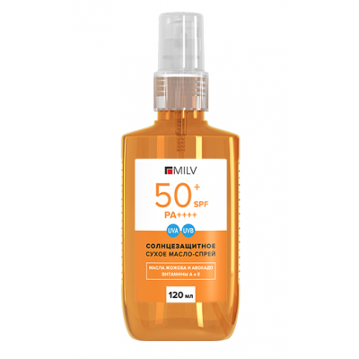 Milv Солнцезащитное сухое масло-спрей для тела и лица SPF 50+ 120мл