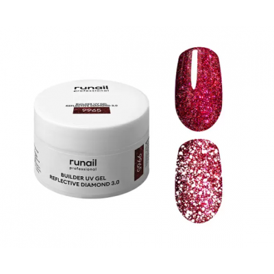 RuNail Гель для моделирования светоотражающий BUILDER UV GEL REFLECTIVE DIAMOND 3.0 №9965 15г