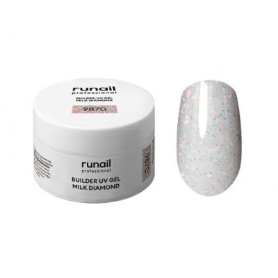 RuNail Гель для моделирования Build UV Gel Milk Diamond № 9870 15гр